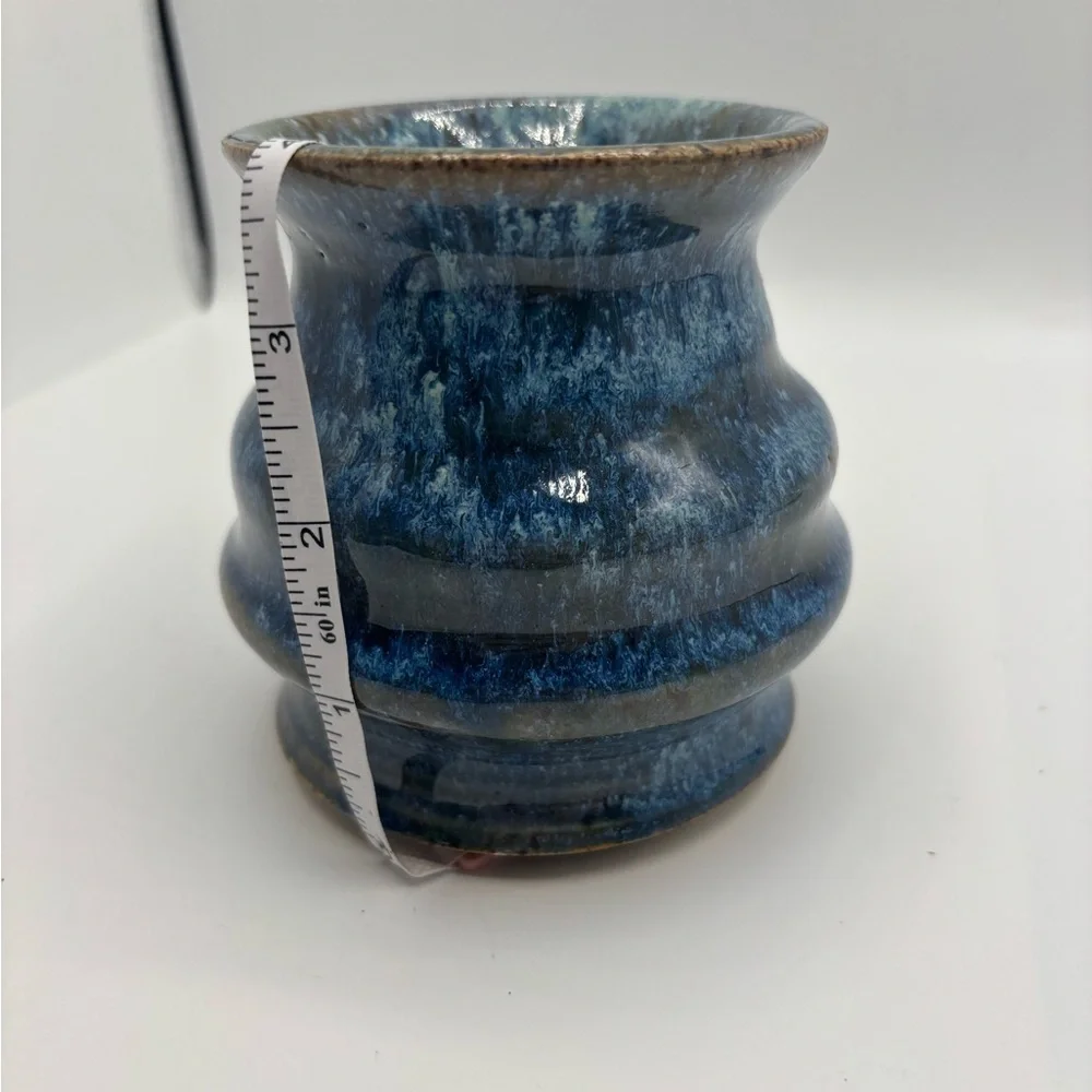 Glazed Blue Pottery Accent Vase or pencil holder